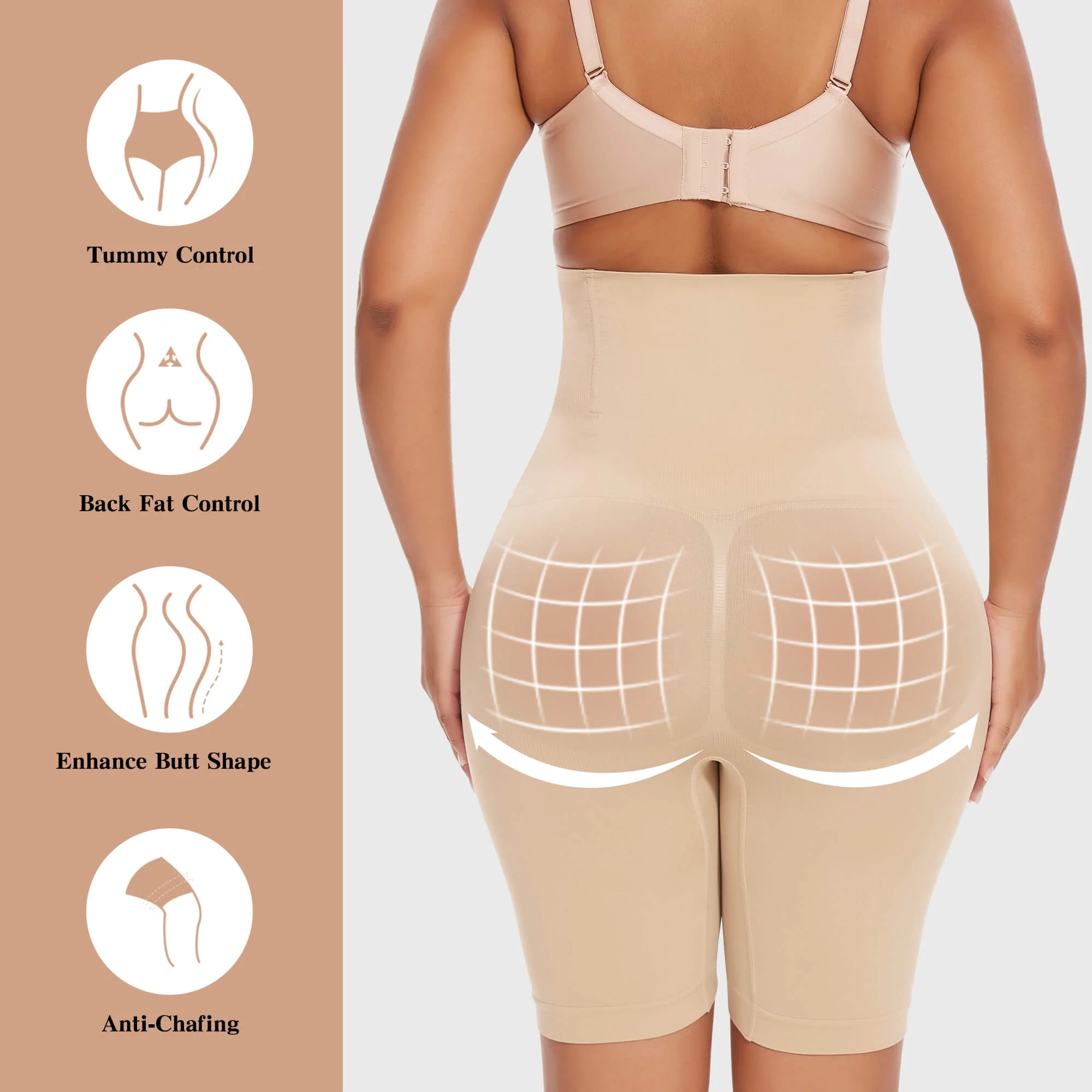 Premium Tummy Control Shapewear Shorts - High-Waisted Body Shaper (2-Pack)