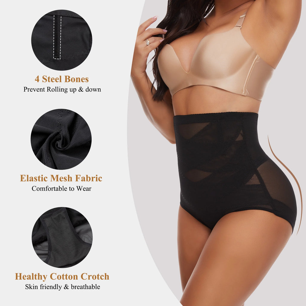 High-Waisted Tummy Control Shapewear Panties - Body Shaping Girdle