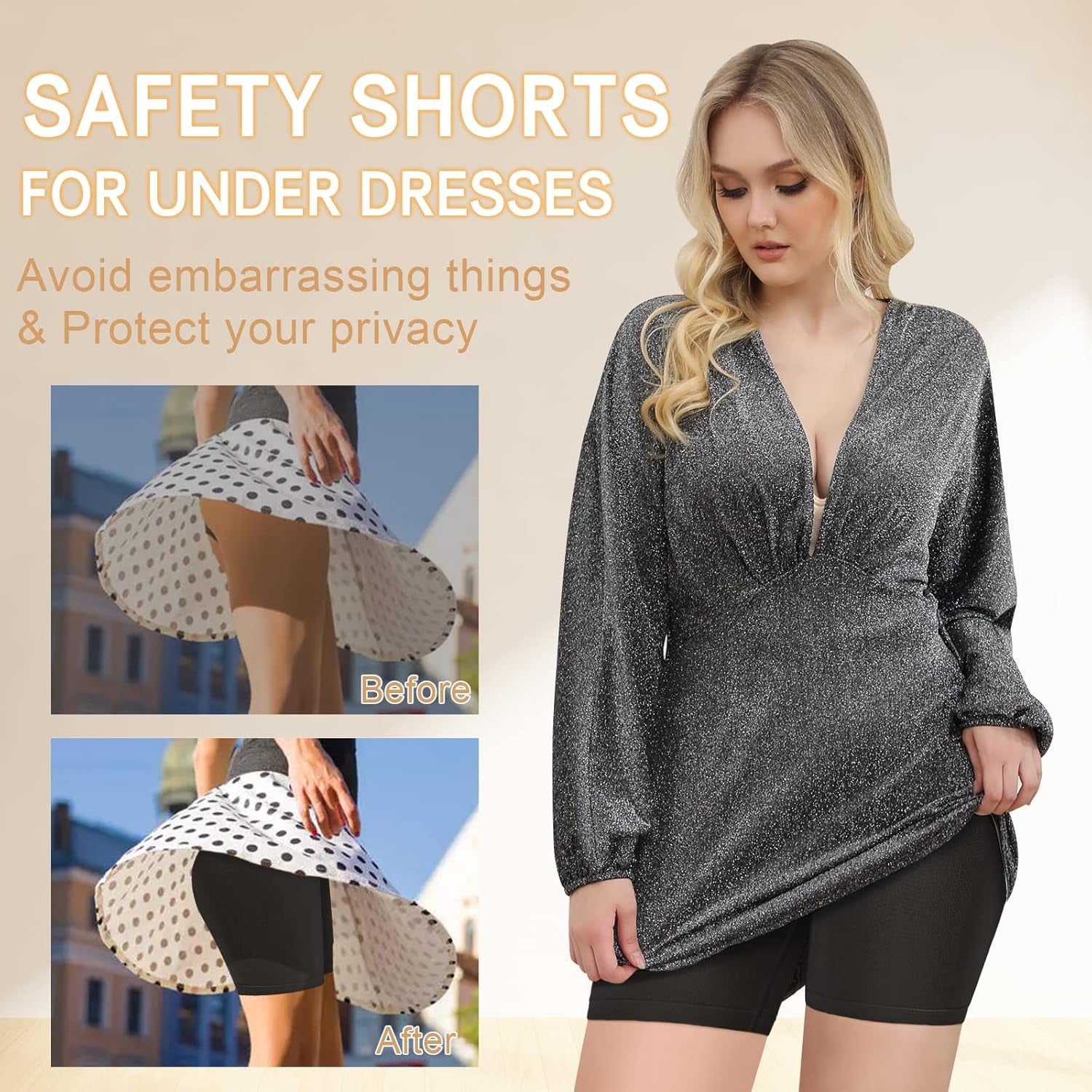 3 Pack Slip Shorts for Women under Dress,Comfortable Smooth Yoga Shorts,Workout Biker Shorts