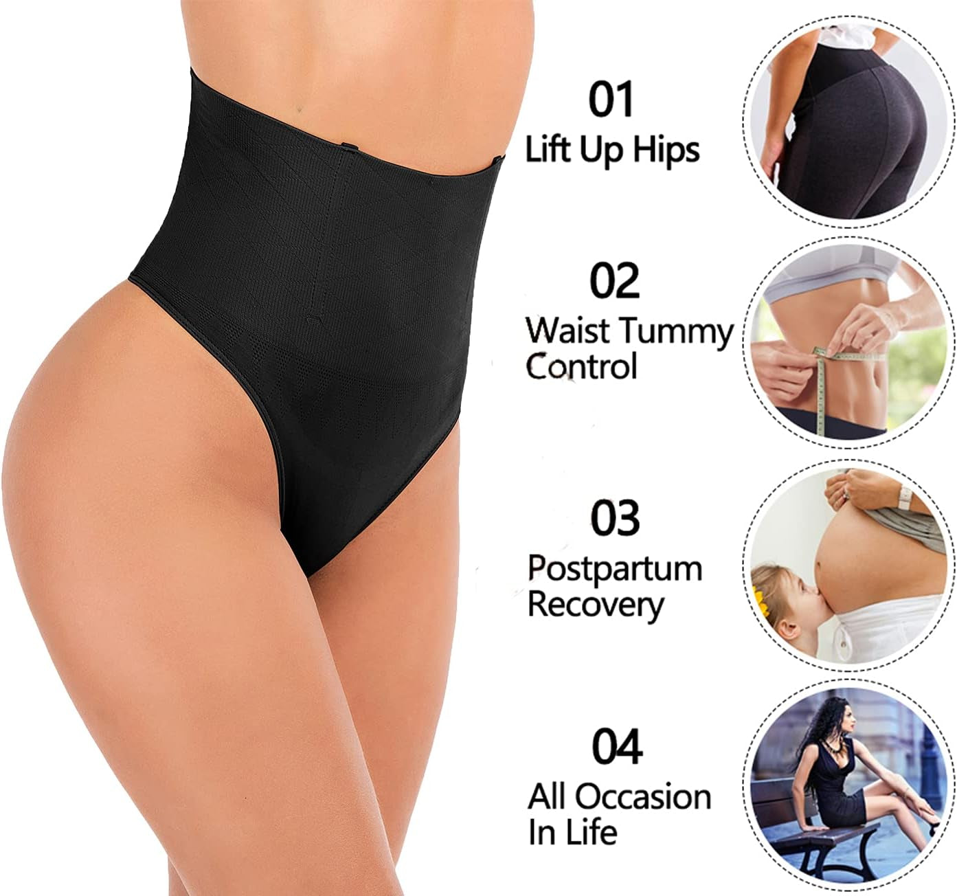 Thong Shapewear Waist Cincher Girdle Tummy Control Panties Body Shaper Underwear for Women Butt Lifter Seamless Panty