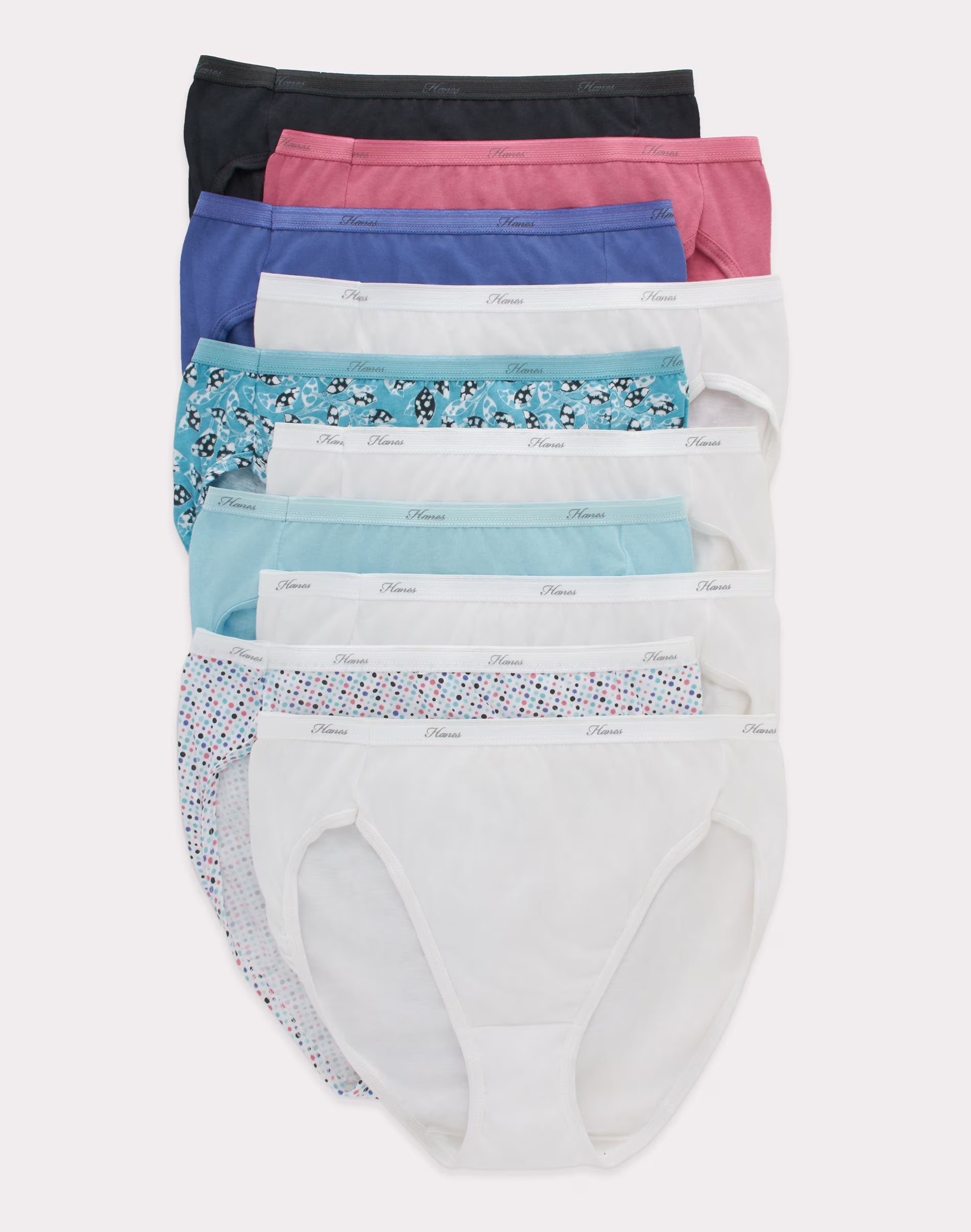 Hi-Cut Panties Panty 10 Pack Womens Underwear Assorted Colors Value Cotton