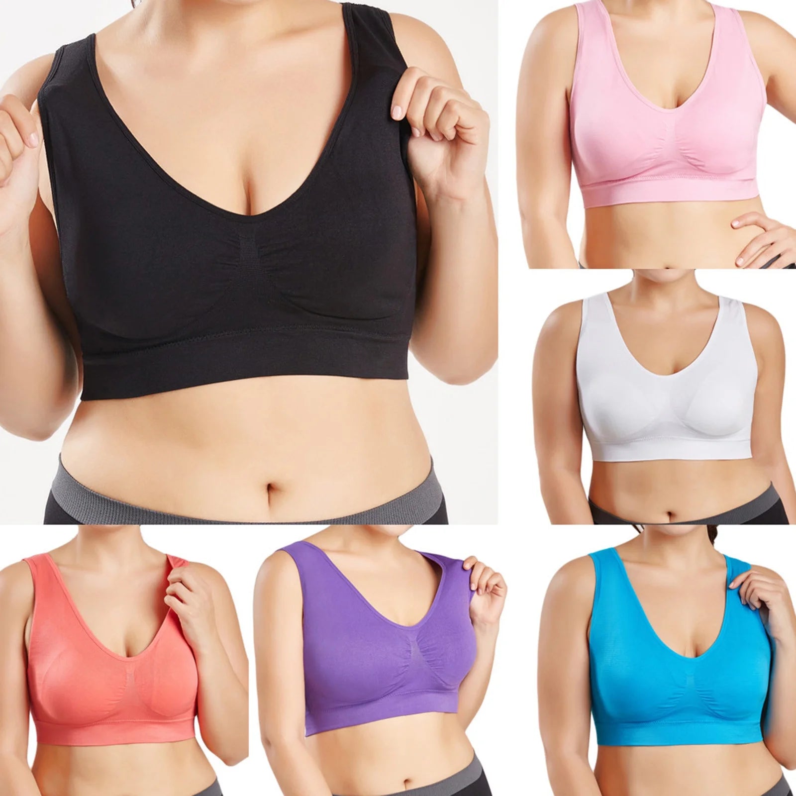Sports Bras for Women High Support, Wireless Bras for Women, Women Solid Color plus Size-Thin Large Bra Sports Bra Full Bra Cup Tops