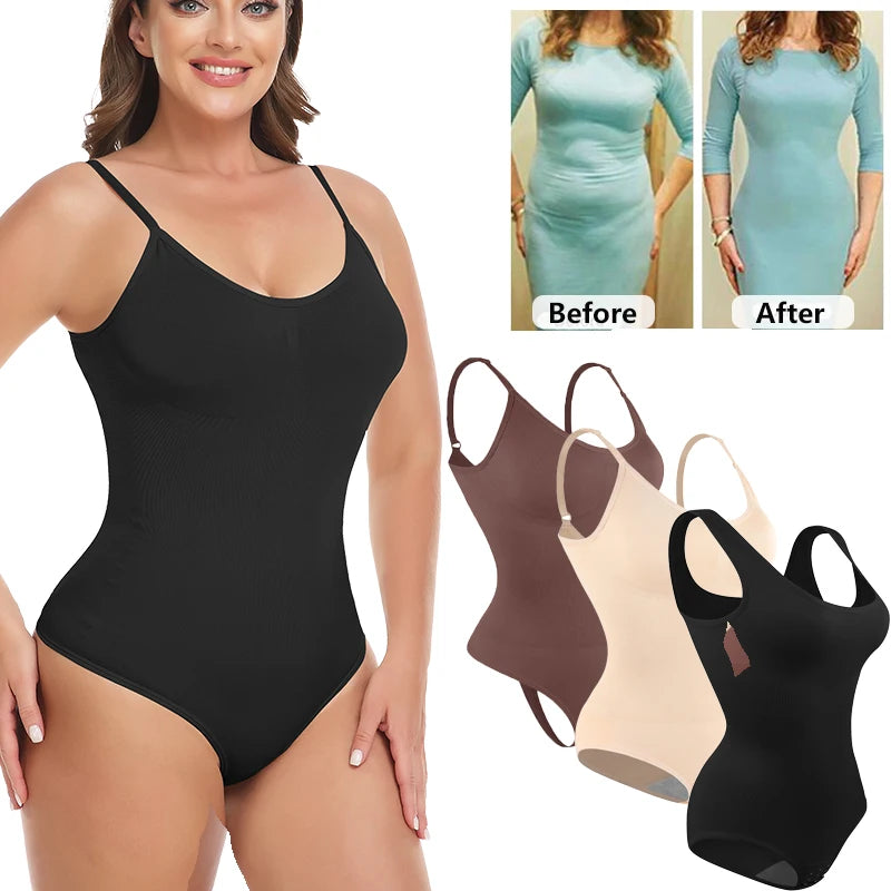 Seamless Sculpting Bodysuit with Low Neckline