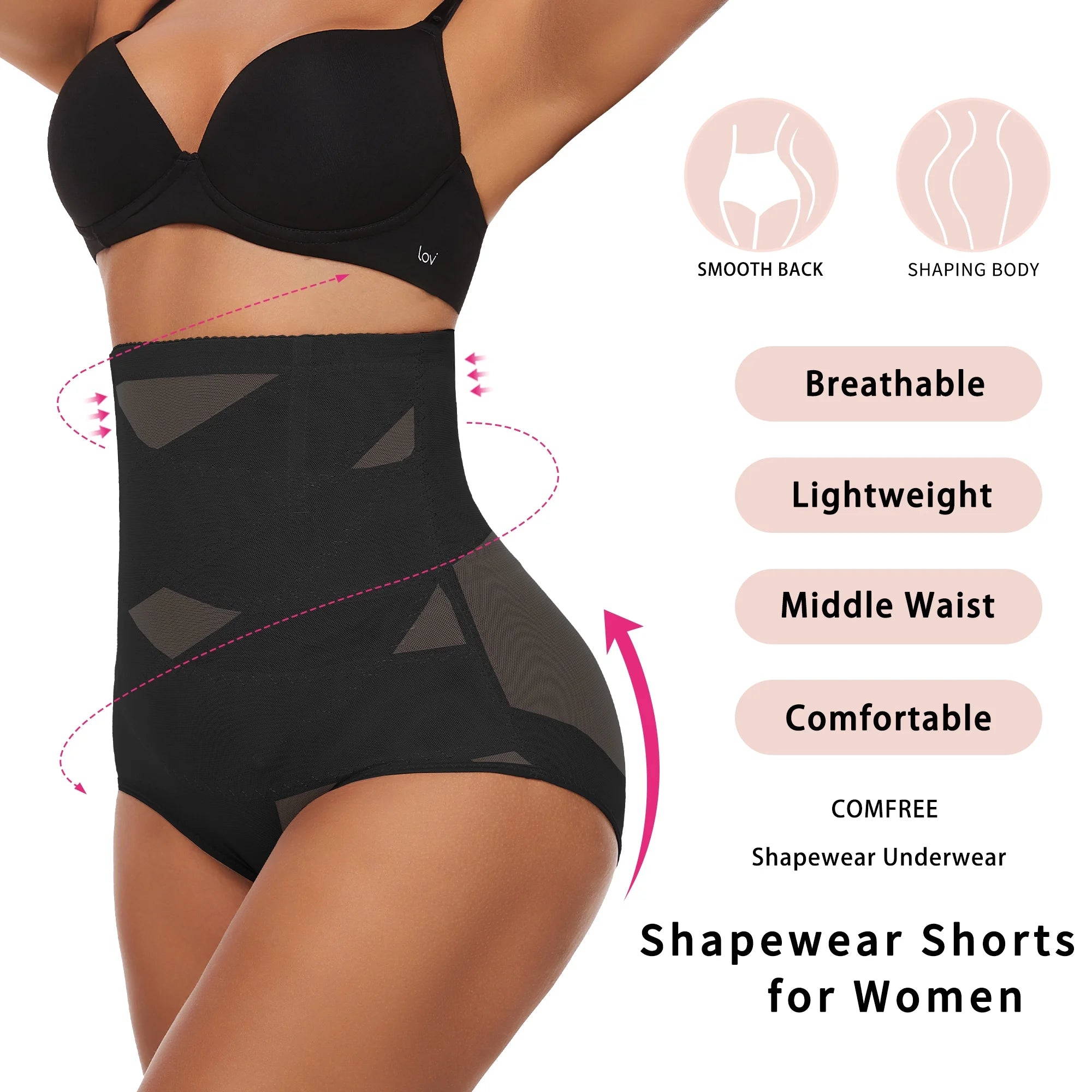 High-Waisted Tummy Control Shapewear Panties - Body Shaping Girdle