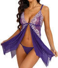 Lingerie for Women Front Closure Lace Babydoll Lingerie Sets Womens Lingerie - Purple