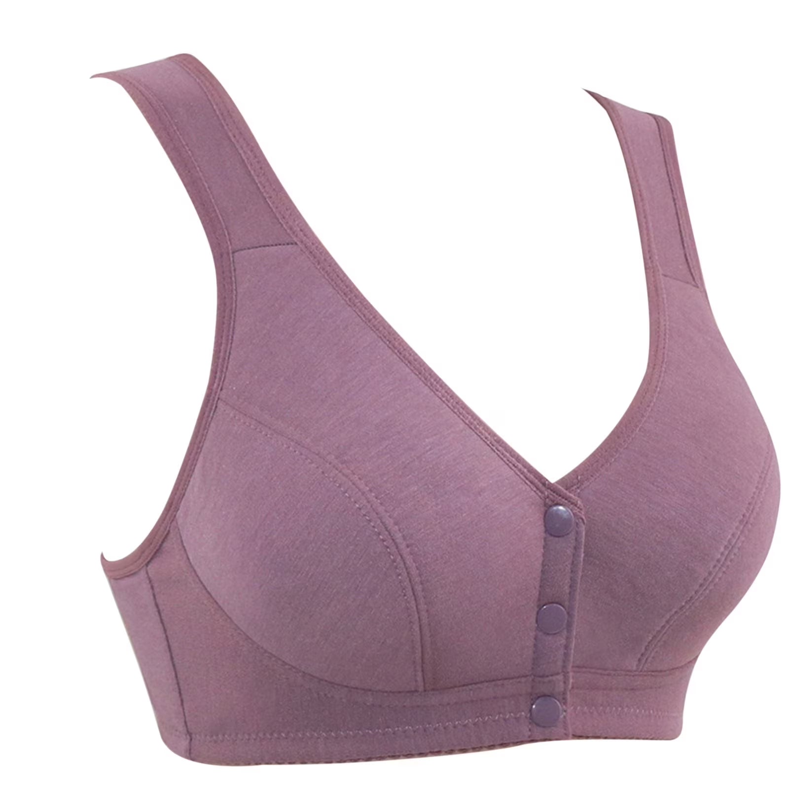Front Closure Bras for Women Soft Cotton Front Buckle Middle and Elderly Underwear Women Smooth No Underwire Wide Strap Vest Type New Large Size Bras for Women No Underwire Womens Bras F C